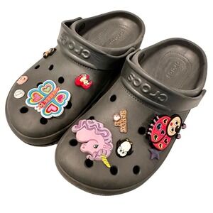 Crocs Classic Clog Women's 10 Slate Grey Includes All‎ Charms Princess Unicorn